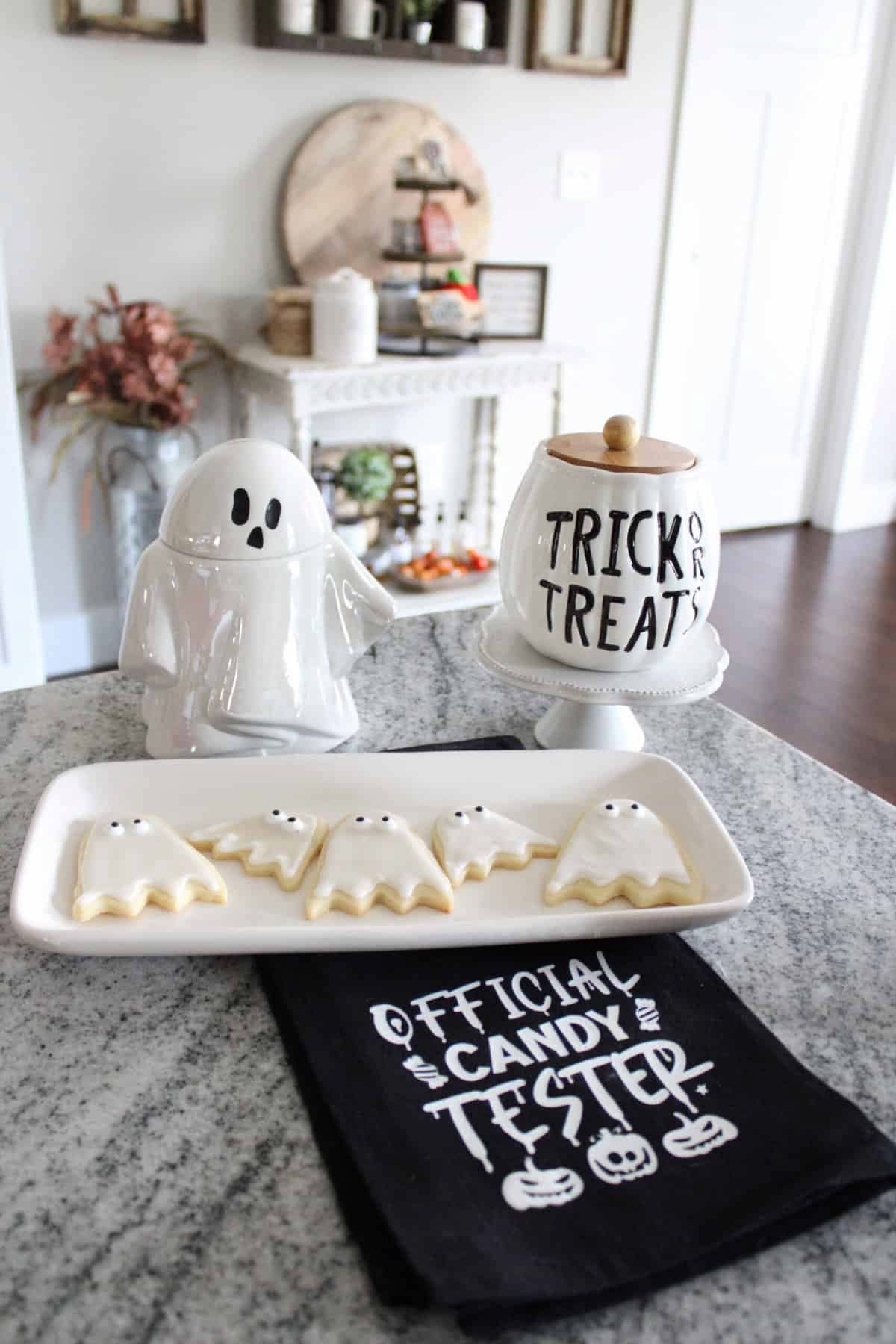 ghost cookies on plate