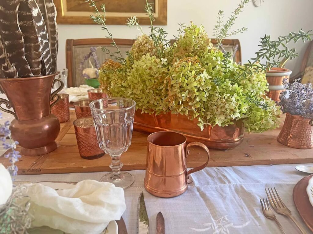 hydrangeas in center of table
