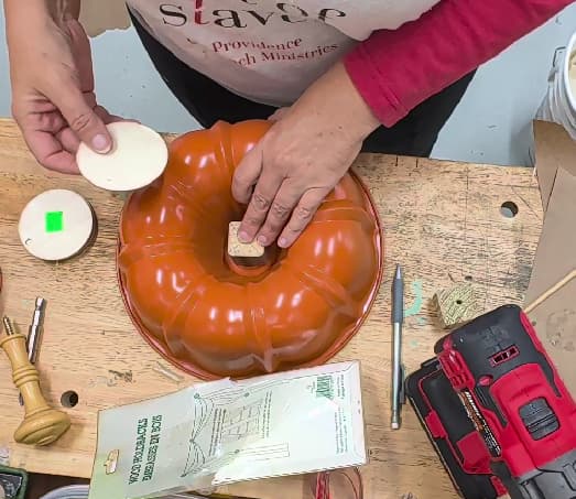 block in center of bundt pan for pumpkin stem