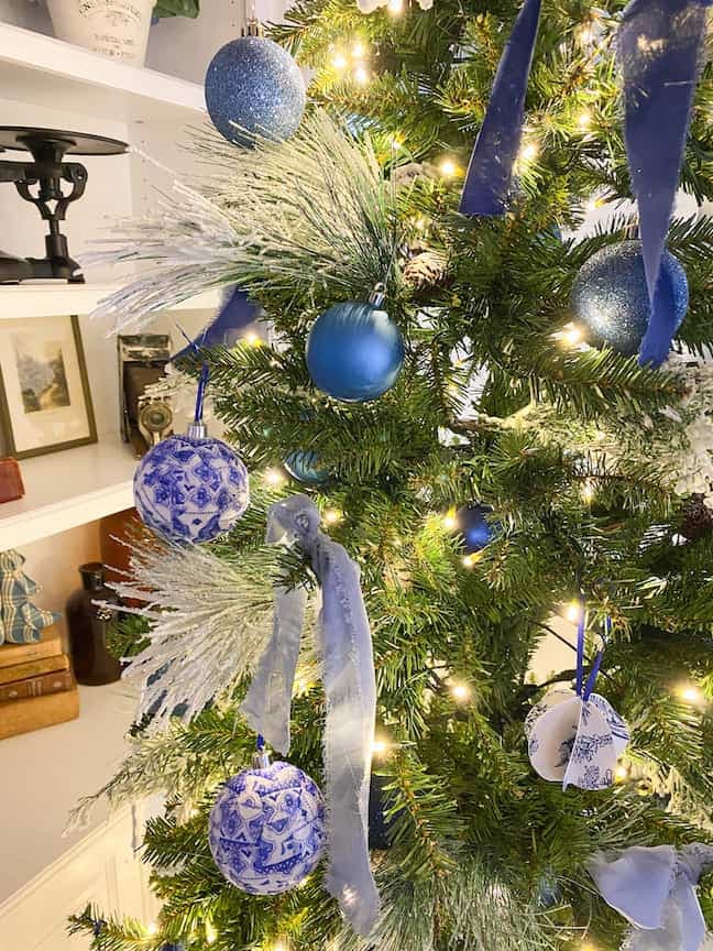 blue and white christmas tree