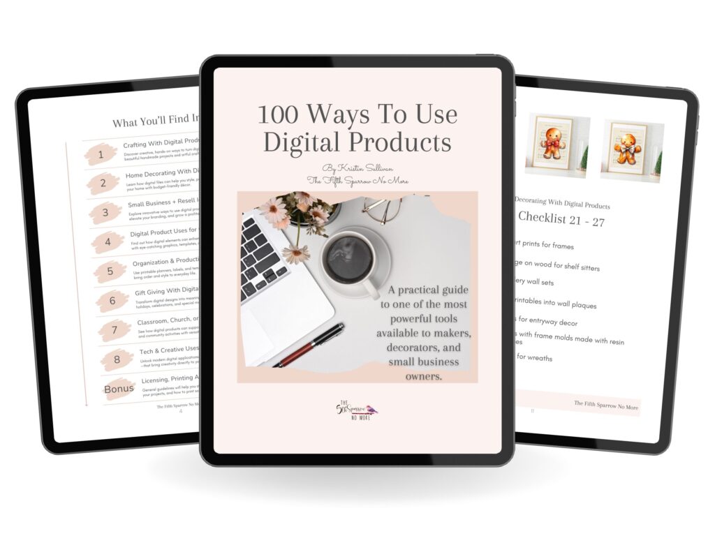 This free guide shows you how to turn digital products into finished projects, beautiful decor, and purposeful creations.