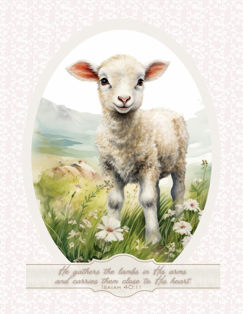 Sheep Print With Bible Scripture