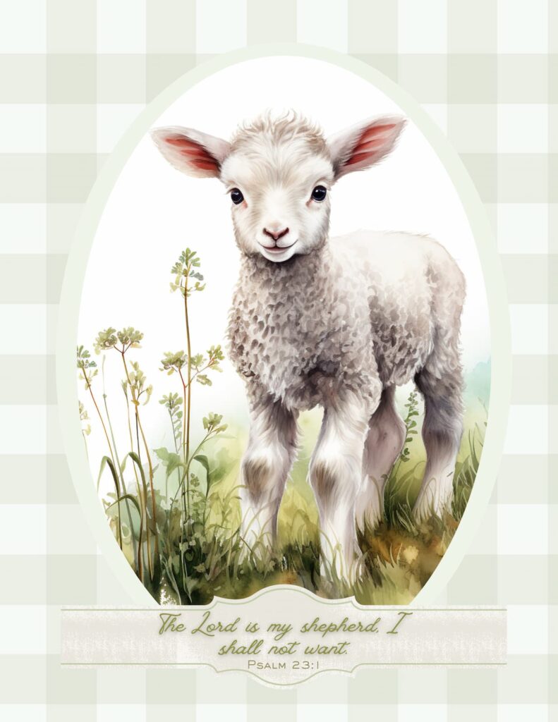 Sheep Print With Bible Scripture