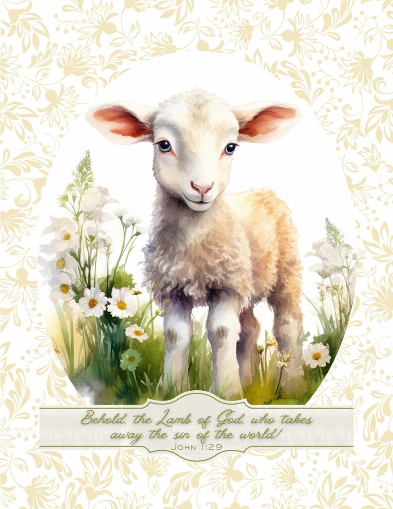 Sheep Print With Bible Scripture