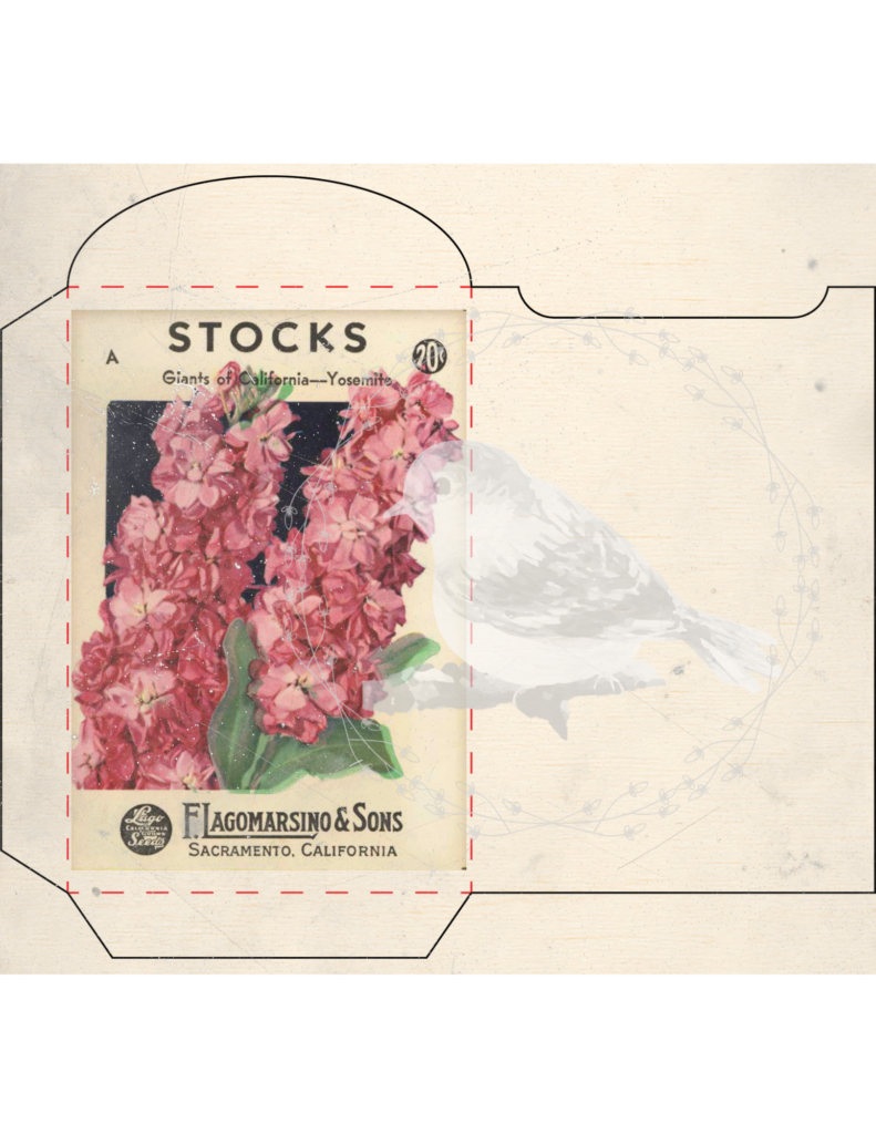 Vintage seed packet printable set styled for junk journaling and spring decor