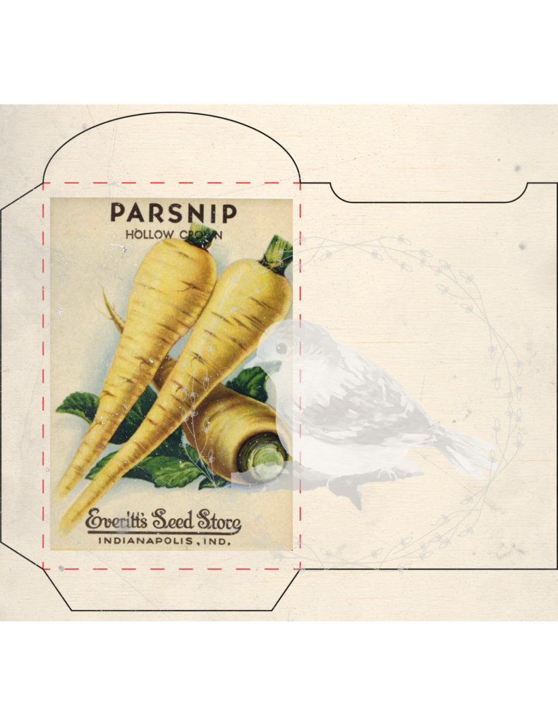 Vintage seed packet printable set styled for junk journaling and spring decor