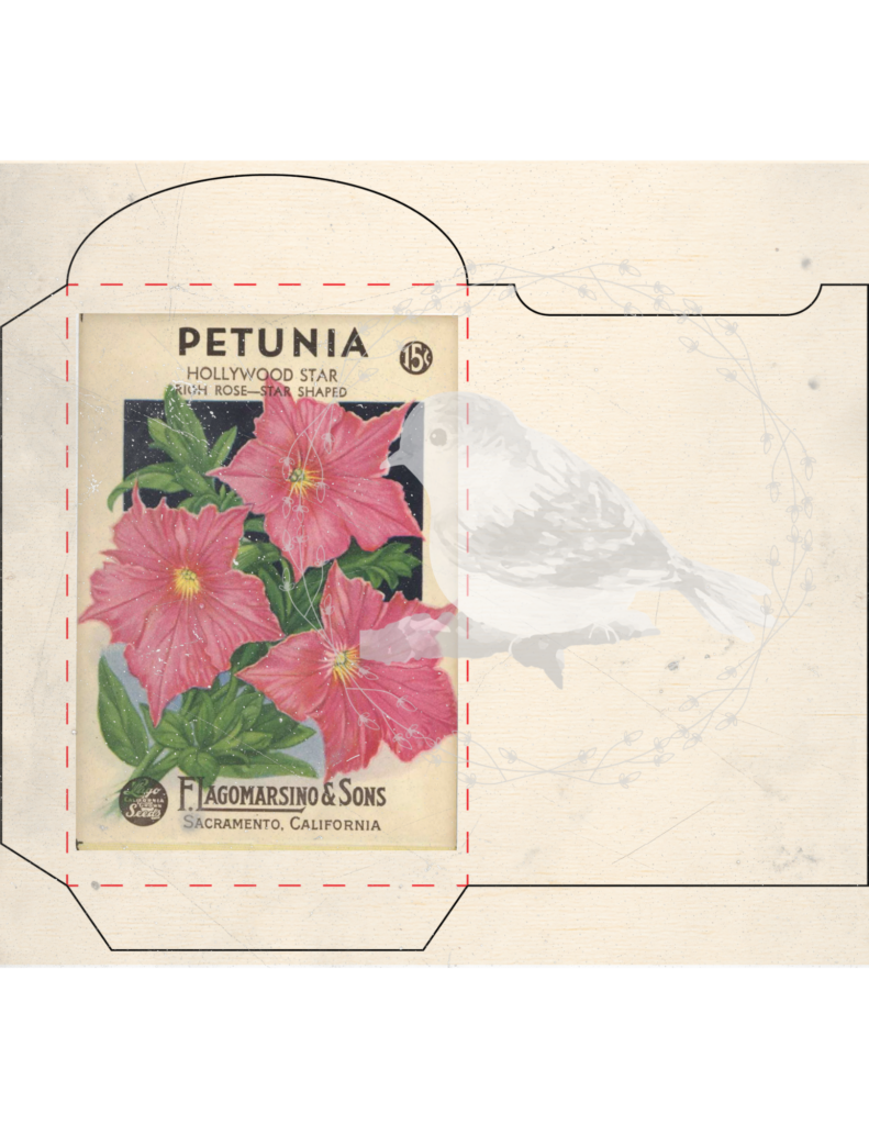 Vintage seed packet printable set styled for junk journaling and spring decor