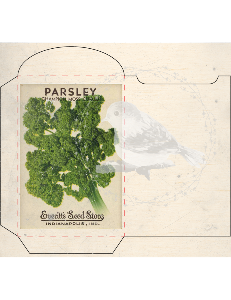 Vintage seed packet printable set styled for junk journaling and spring decor