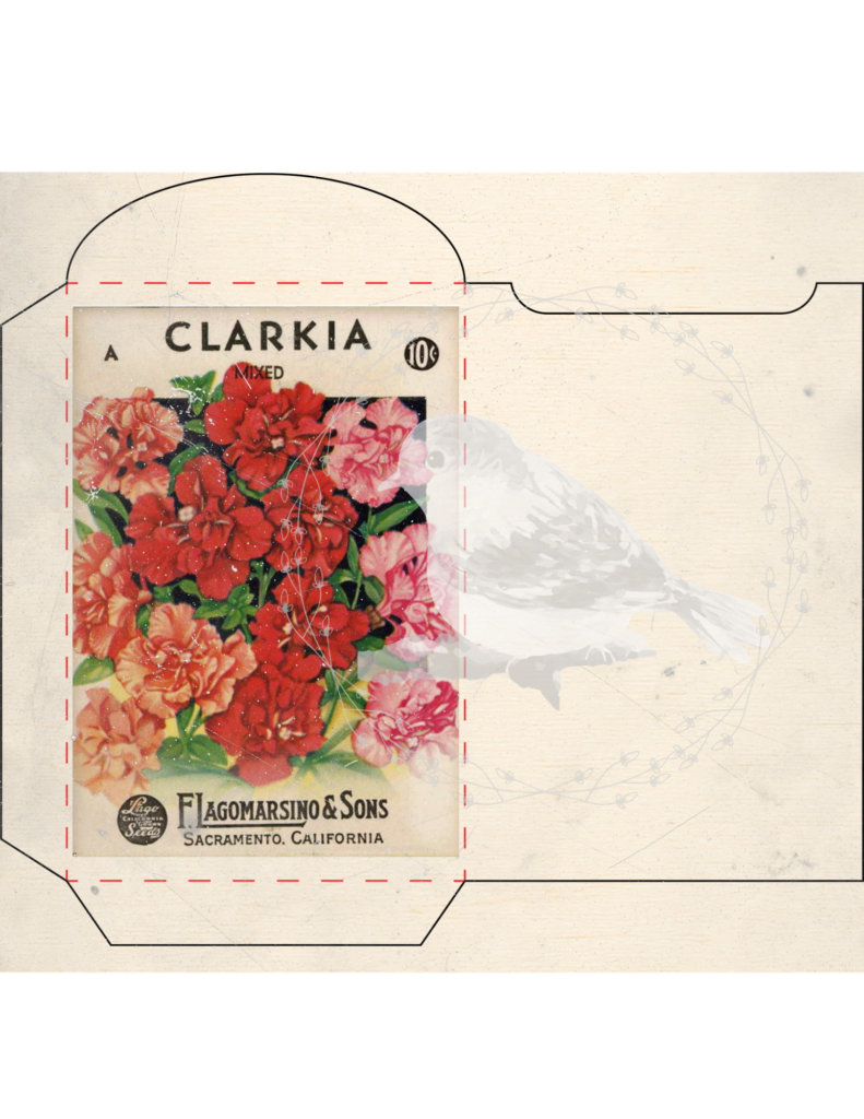 Vintage seed packet printable set styled for junk journaling and spring decor