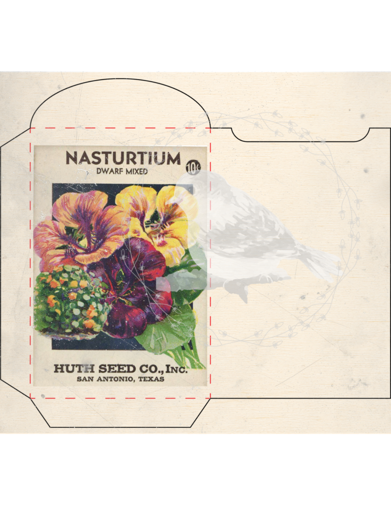 Vintage seed packet printable set styled for junk journaling and spring decor
