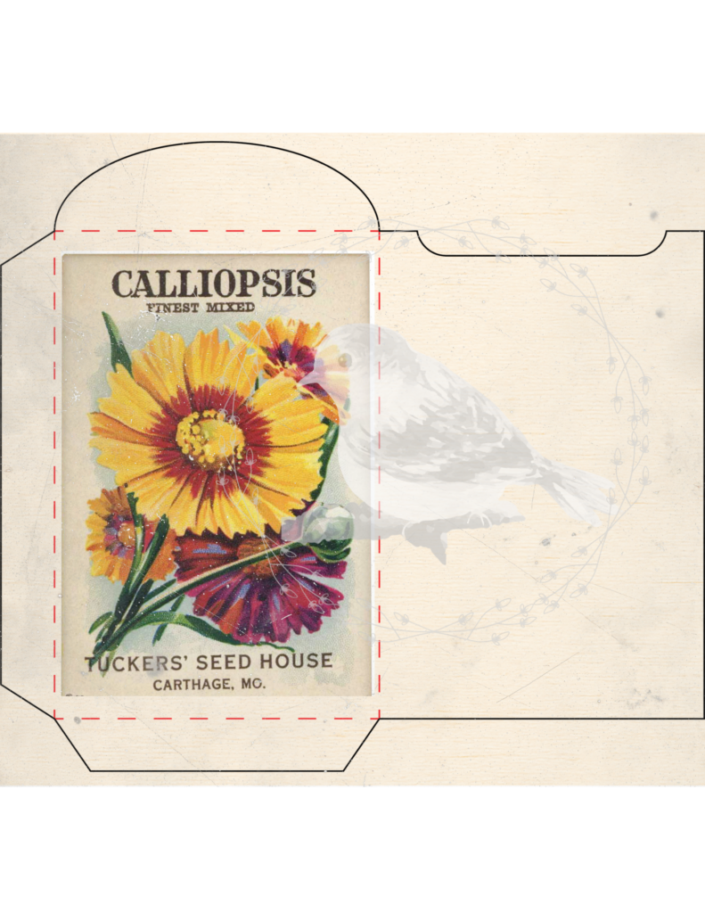 Vintage seed packet printable set styled for junk journaling and spring decor