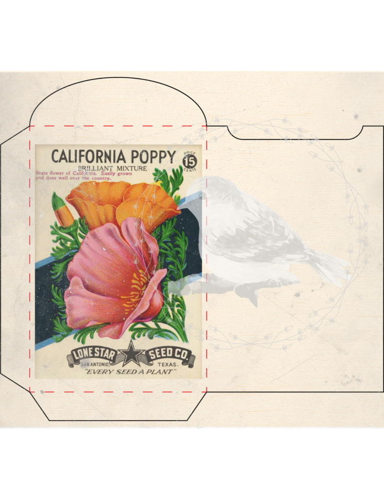 Vintage seed packet printable set styled for junk journaling and spring decor