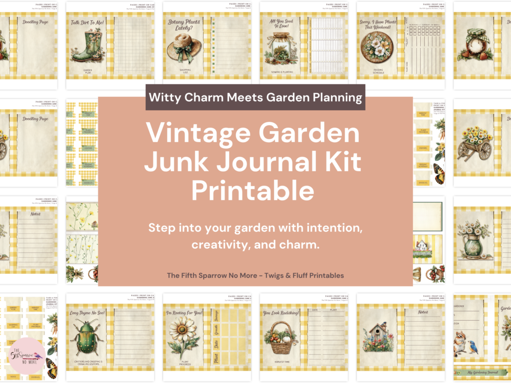 This Vintage Garden Junk Journal Kit is a printable set designed to help you plan, track, and enjoy your garden&mdash;while surrounding yourself with beautiful, vintage-inspired artwork.
