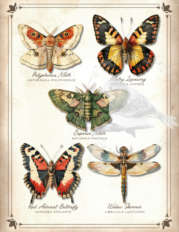 Vintage Insect Wall Art Printable | Butterfly & Moth Natural History ...