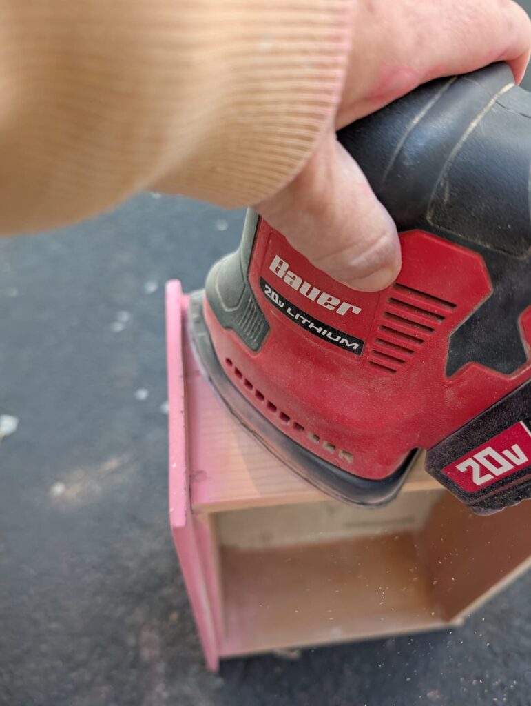 sanding side of drawers