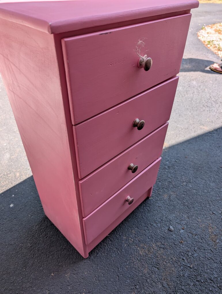 Front of pink dresser