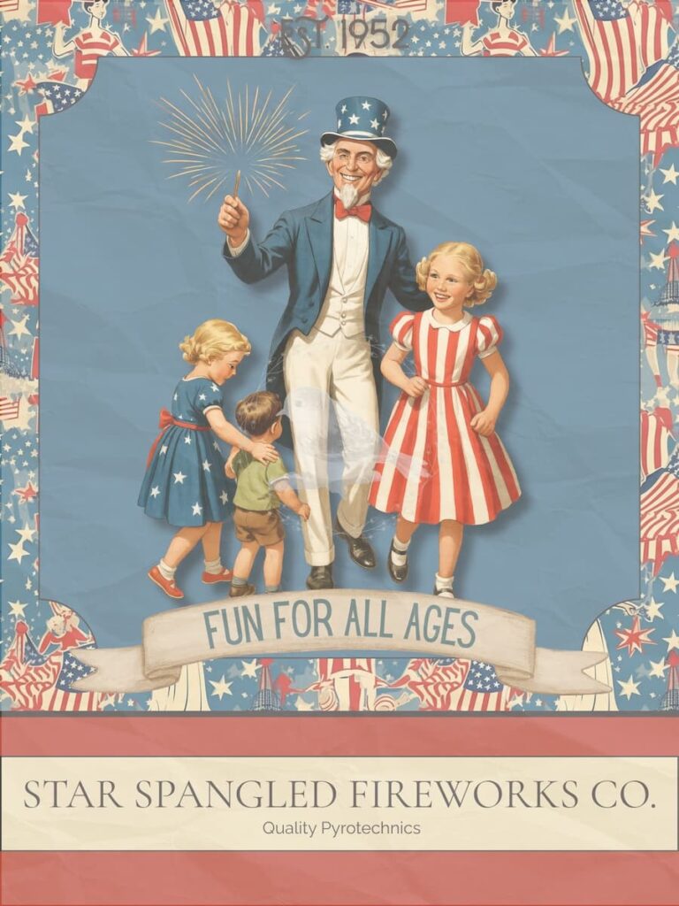 vintage fireworks printable wall art americana decor