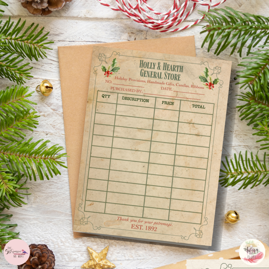 printable bundle featuring three charming mercantile signs and a coordinating Christmas ephemera sheet. Perfect for holiday decorating, junk journals, card making, gift wrapping, and seasonal crafts. Instant digital download.
