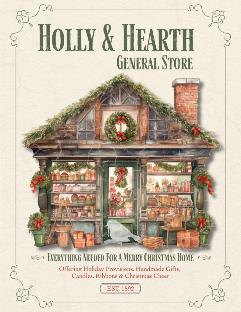 printable bundle featuring three charming mercantile signs and a coordinating Christmas ephemera sheet. Perfect for holiday decorating, junk journals, card making, gift wrapping, and seasonal crafts. Instant digital download.